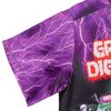 Monster Jam Trucks Grave Digger Toddler Boys Hawaiian Button Down Shirt Purple/Green 4T