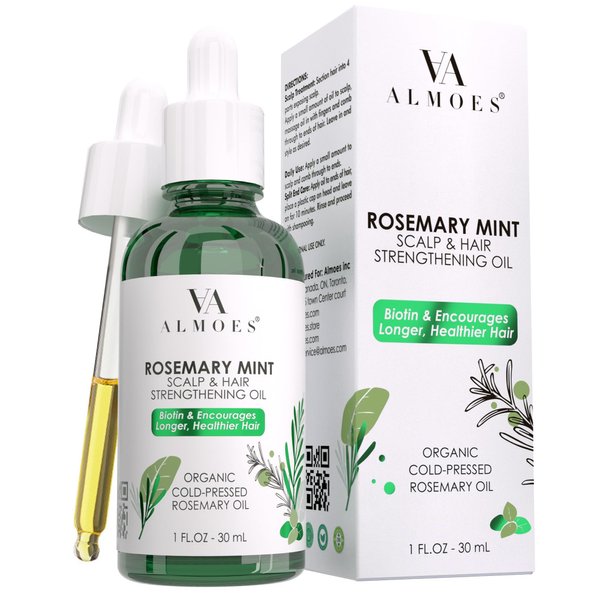 ALMOES Rosemary Oil,Rosemary Pure Essential Oil for All Hair,Rosemary Mint Scalp & Hair Strengthening Oil,Rosemary Essential Oil for Hair, Rosemary Mint Oil for Hair Care,Rosemary Hair Oil,1 Fl Oz
