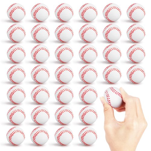 Mini Foam Baseballs Stress Ball 36 Pack Baseball Party Favors Small Sports Squeeze Ball Stress Relief Soft Baseball Toy for Boys Gift Baseball Party Supplies Classroom Goodie Bag Stuffers