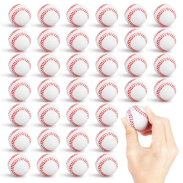 Mini Foam Baseballs Stress Ball 36 Pack Baseball Party Favors Small Sports Squeeze Ball Stress Relief Soft Baseball Toy for Boys Gift Baseball Party Supplies Classroom Goodie Bag Stuffers