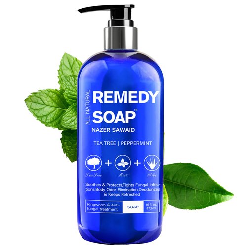 NAZER SAWAID 16 Ounce Tea Tree Oil Remedy Soap Body Wash For Ringworm Treatment, Body Odor and Skin Irritation- Men and Women Antifungal Body Wash & Antifungal Soap - Organic Body & Face Wash