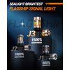 SEALIGHT 7443 7440 LED Bulb Switchback Dual Color, 7444 T20 LED Light Anti Hyper Flash With Turbo Fan, Amber For Turn Signal Blinker,White For Daytime Running Light, ONLY Standard Socket (Pack of 2)