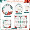 Christmas Party Paper Plates Napkins and Cups Set 100 Watercolor Poinsettia Disposable Dinnerware Tableware Party Supplies