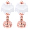 2 Pcs Dollhouse Table Lamp 1:12 Scale Miniature Desk Lamp Mini Table Light Doll House Furniture Accessories (Rose Gold) - Without Light