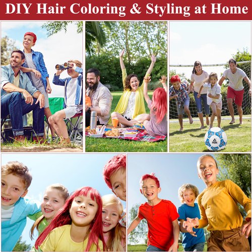 Temporary Hair Color For Kids Blue, lonstin Denim Blue Hair Dye Kids Hair Gel Washable Hair Wax Color Paint Wax For Women Men Dark Hair Halloween Christmas Party Girls Birthday (red, red)