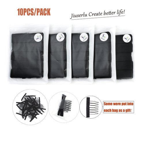 10PCS Elastic Bands For Wig Adjustable Elastic Band For Wigs Adjustable Wig Bands For Making Wigs Adjustable Elastic Wig Straps Wig Band Strap For Wigs Sewing in Wig (1 x 12 Inch)