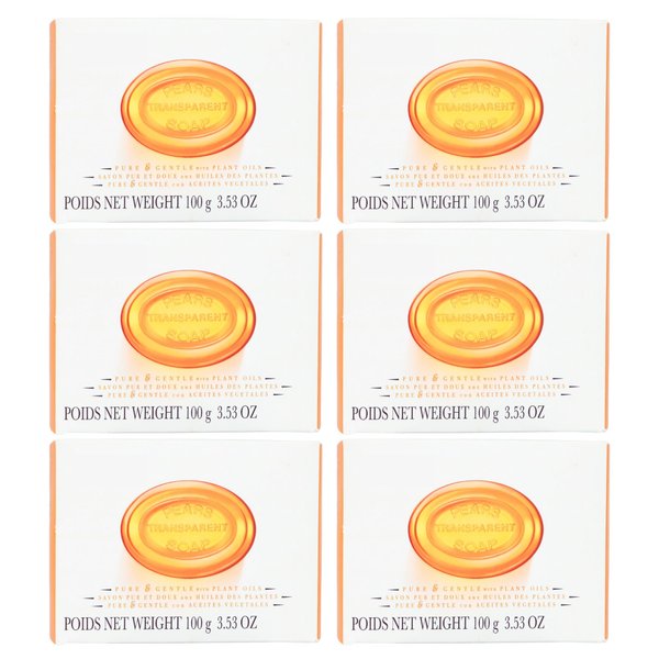 LSM Transparent Glycerine Soap Bars 3.5 oz for Men Women Bath Personal Skin Beauty Body Gentle Care Cleanser Valentines Day Gift Giving Basket Supplies Bundle Set of 6 Pack with Item Oggetto