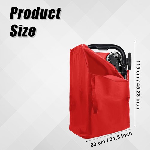 lasuroa 45.28x31.50 Inch Stroller Bag for Airplane, Stroller Bag for Gate Check Stroller Travel Bag with Handle Waterproof Baby Stroller Cover for Airplane Travel Red