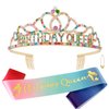 Chanaco Birthday Sash Birthday Crowns for Women Birthday Queen Sash Tiaras for Women Gold Birthday Tiara Happy Birthday Decorations Birthday Gifts for Women