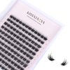 KISSXIAOYA Cluster Lashes Extensions, 144Pcs Individual Cluster Lashes D Curl 14mm, Wide Stem Cluster Eyelashes Soft Natural False Eyelashes Cluster DIY Eyelash Extension At Home (144pcs, 9mm)