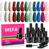 MEFA Christmas Gel Nail Polish Set Limited Edition, 12 Colors Burgundy Red Dark Green Glitter Gel Polish Winter Silver Gold Sparkle Nail Polish Manicure Soak Off DIY Salon Christmas Gifts for Women