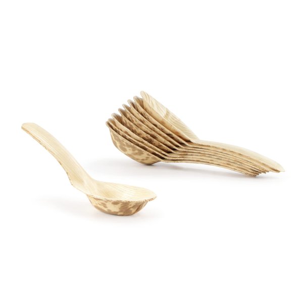 BambooMN 5.1" Premium Bamboo Leaf Chinese Soup Spoons, All Natural Disposable Compostable for Catering and Home Use, 100 Pieces