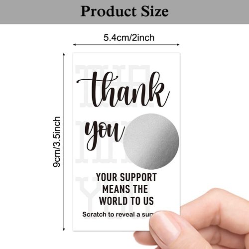 Haizct 50 Pack Thank You Blank Gift Certificate Scratch Off Cards for Small Business, Spa Beauty Makeup Hair Salon, Bridal Shower, Baby Shower, Country Wedding (Thank You Card B), Silver-GK087