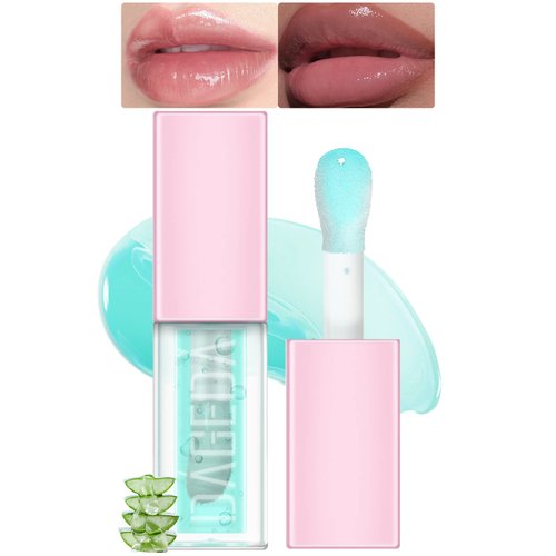 DAGEDA Lip Oil Tinted, Lip Oil Plumping Moisturizing Lip Glow Oil, Nourishing Glossy Glass Lip Gloss Plumping, Shine Lip Tint Nourishing Repairing Reducing Lip Lines Lip Makeup (Aloe)