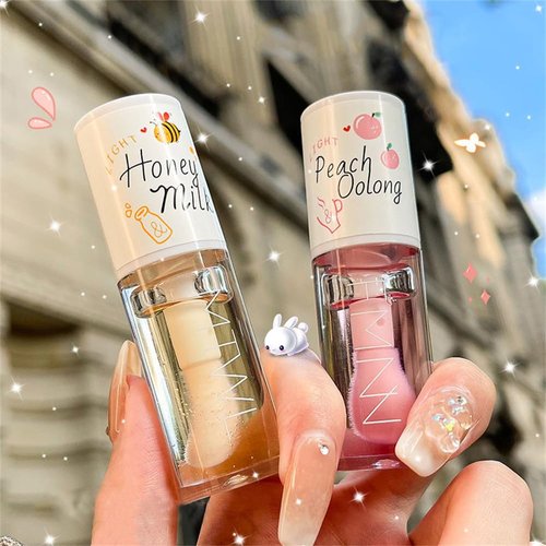 GHFCZOO Peach and Honey Milk Lip Gloss Set, 2 Pack