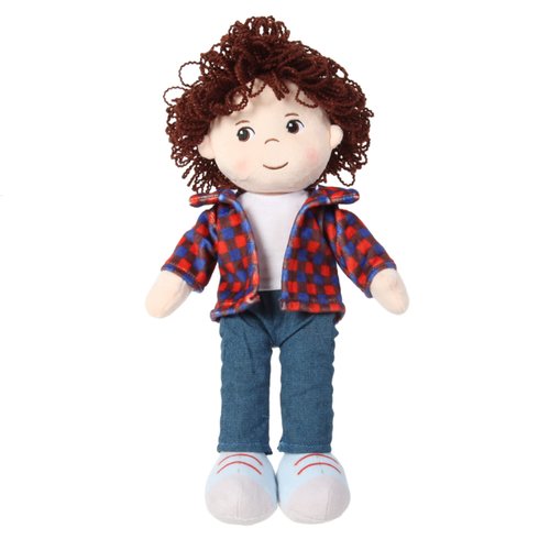 Linzy Toys, 14'' Ethnic Soft Plush Rag Doll, Embroidered FACE, Educational Doll, Muñecos de trapo para niño oh niña (81000)