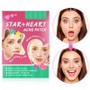 156 Patches Acne Patch Colorful Hydrocolloid Pimple Patch with Natural Tea Tree Oil, Cute Star and Love Heart Shaped Acne Absorbing Cover Patch Kit for Face Zits, Pimples, Blemishes, Spots Acne Dots