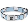 Dog Collar Seatbelt Buckle Polar Bear Repeat Baby Blue 15 to 26 Inches 1.0 Inch Wide
