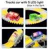 Tracks Cars Replacement Only - Light Up Magic Cars for Tracks Compatible with Glow in The Dark Toy Cars with 5 LED Flashing Lights for Most Race Tracks Only Toy Cars Track Car Accessories (4 Pack)