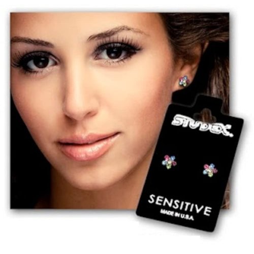 Studex Sensitive Regular 6mm Aquamarine Crystal Fireball Stainless Steel Stud Earrings