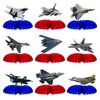 9 Pcs Air Force Party Decorations Supplies Top Air force Gun Honeycomb Table Centerpieces Cutouts for Aircraft Fighter Jet Party Birthday Aviation Plane Theme Party Supplies