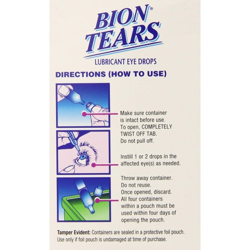 Bion Tears Lubricant Eye Drops-0.015 oz, 28 ct Single Use Vials, 2 pk
