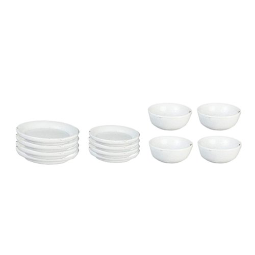 Melody Jane Dollhouse White Plate & Dish Set Miniature Metal Dining Accessory