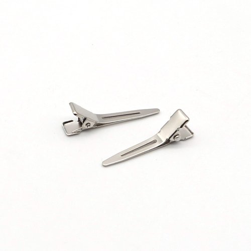 100pcs 4.5cm Single Prong Curl Clips Silver Section Clips Metal Alligator Hair Pins Clips for Hair Extension
