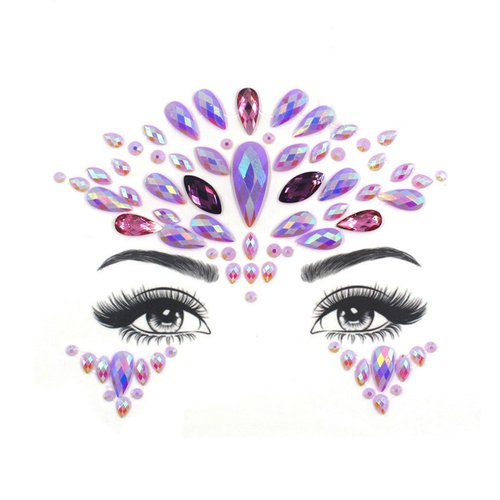 face jewels festival for women mermaid purple face gems glitter halloween Rhinestone Face tattoo Eyes face body temporary tattoos for edm music festival (S056)