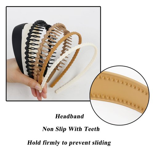AKTVSHOW Non Slip Plastic Headbands for Women, 9 PCS Thin Headband with Teeth Effortless Hair Bands for Women's Hair Fashion Comb Skinny Hair Band Hair Accessories for Men Girls Teens