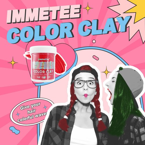 immetee Hair Color Wax, Temporary Hair Color Wax, Temporary Hair Tinting Gifts for Children Girls, Washable, for Christmas, Party, Cosplay, Birthday, 100g (Wine Red)