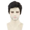 Topcosplay Men Wigs Human Hair Short Black Wavy Pixie Wigs for Black Women Hair Replacement Wig
