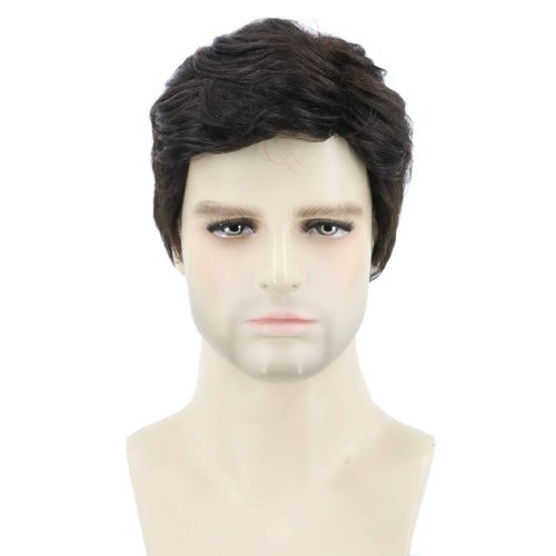 Topcosplay Men Wigs Human Hair Short Black Wavy Pixie Wigs for Black Women Hair Replacement Wig