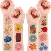 86 PCS 8 Sheet Spring Flower Temporary Tattoos Sticker Rose Daisy Sunflower Birthday Party Decorations Favors Supplies Gifts Boys Girls Baby Shower Cute Tattoo School Prize Reward Themed