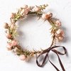 KorViSHOW Girls Fashion Flower Crown - Golden Leaf Champagne Flower Headband Fashion Elegant Floral Headpiece Romantic Hair Wreath for Women Wedding Halloween Christmas