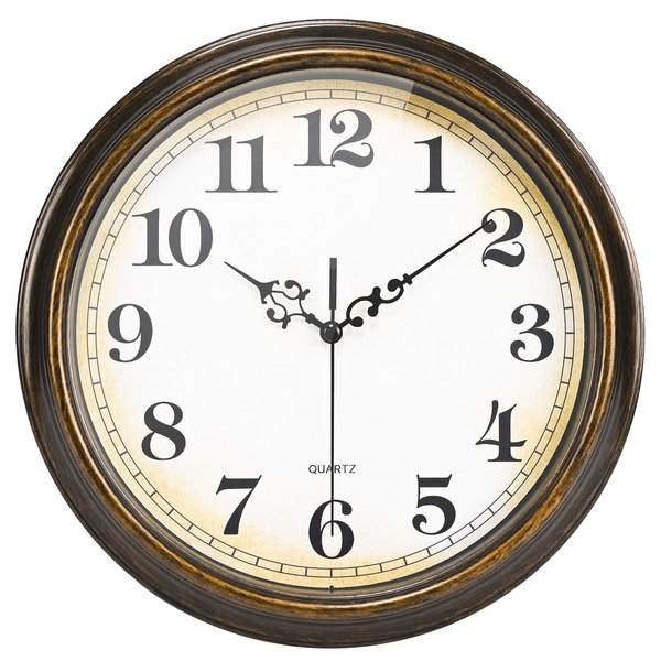 Yoiolclc Wall Clock Battery Operated Silent Non-Ticking Vintage Wall Clocks for Kitchen, School, Living Room (12Inch, Bronze)