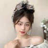 Rannyrena Elegant Lace Butterfly Flower Hair Clip with Beaded Tassel Dainty Floral Hair Claw for Women Butterfly Hair Piece for Wedding Bride (Black)