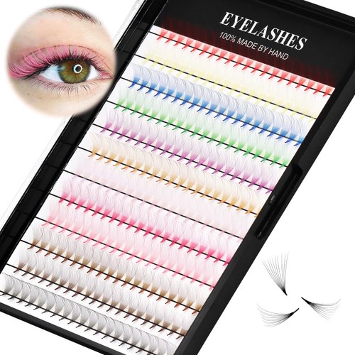 12Rows 240Pcs 10D Colorful Individual Premade Fans False Eyelashes Mixed 12 Colors Volume Eye Lashes Extensions Makeup Cluster Eyelashes 8/10/12/13/14/15/16mm Available (13MM)