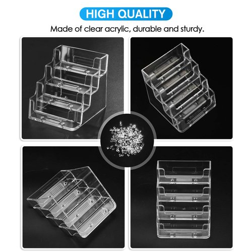 MaxGear Clear Business Card Holder 4 Pocket Business Card Display, Acrylic Business Card Stand for Desk or Counter with 4 Tier, 320 Card Capacity, 2 Pack