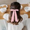 2PCS Velvet Hair Bows Ribbon Hair Clips, Fall Alligator Hair Pins, Ponytail Holder Accessories Sides Metal Hair Bow Barrettes Hair Accessories for Women Girls Kids (Beige+Pink)
