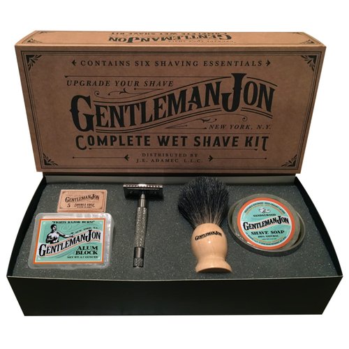 Gentleman Jon Safety Razor Shaving Kit | Vintage Wet Shave Grooming Set for Men - Includes: Safety Razor, Hair Shaving Brush, Alum Block, Shave Soap, Bowl & Double Edge Razor Blades