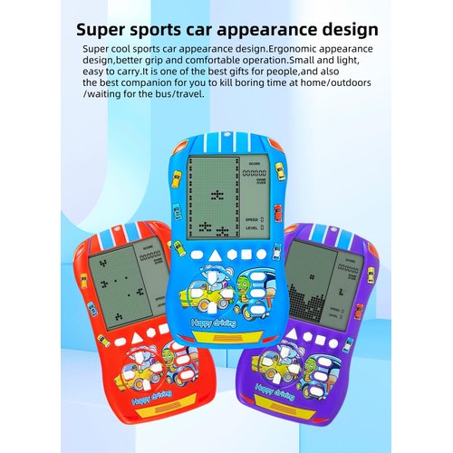 HLF Sports Car Appearance Block Game Console Big screen built-in 23 Brick Games 824 Modes Adjustable Speed/difficulty 70s/80s/90s Handheld Game Decice Kids/Teens/Birthdays (Blue)