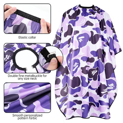 FaHaner Professional Hair Cutting Cape Waterproof Barber Cape for Men Polyester Hair Styling Cape with Elastic Neckline Adjustable Closure Salon Haircut Capes for Home Salon and Barbershop