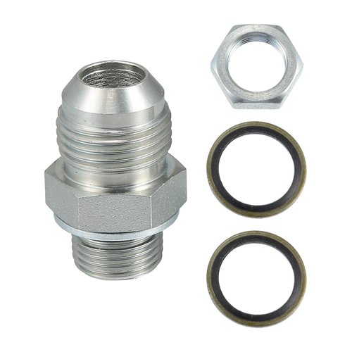 uxcell Universal 10AN-M18x1.5 Turbo Oil Pan Return Drain Plug Adapter Oil Pan Return Drain Plug Fitting with Bolt and Sea O-Ring Rust Resistance Metal Steel Bolt On Type Silver Tone