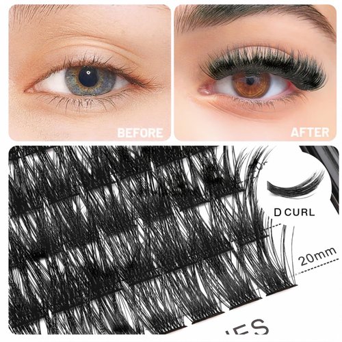 Vayator 120pcs Wide Cluster D Curl Professional Makeup Individual Cluster Eyelashes Grafting Fake False Eyelashes Eyelash Extension Individual Eyelash (14-16-18-20mm Mixed)