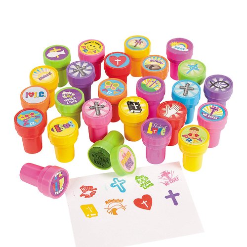 Religious Stamper Assortment - Bulk set of 50 - Sunday School Supplies, Party Favors and Easter Fillers