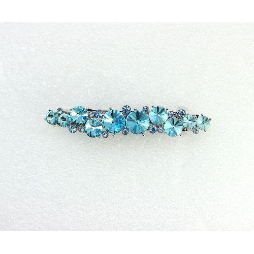 Faship Gorgeous Aqua Swarovski Crystal Floral Small Hair Barrette Clip