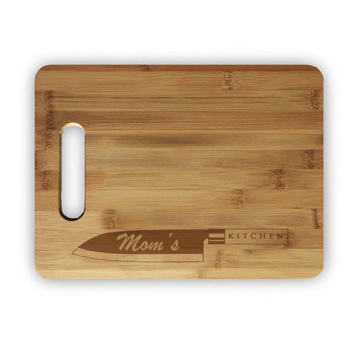 Mom's Kitchen Laser Engraved Custom Bamboo Cutting Board - Wedding, Housewarming, Anniversary, Birthday, Holiday, Gift