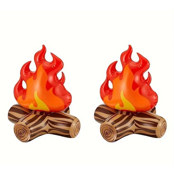 Maosang Inflatable Fake Campfire Camping Props Bonfire Party Decor Campfire Party Decorations Artificial Flame Campfire for Indoor Camping Overnight and Scene Setting (2 Pieces)
