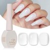SUPWEE Milky White Jelly Gel Nail Polish, 15ml Transparent Nude Jelly Nail Polish Glass Neutral Sheer Color Soak Off LED UV Gel for Nail Salon&Home DIY Manicure